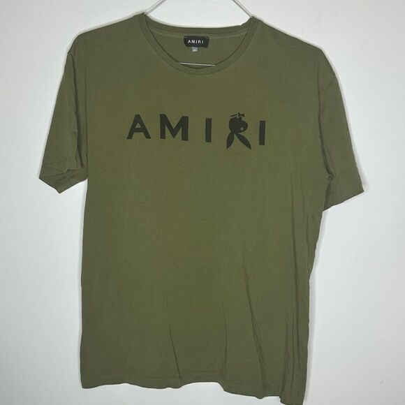 Amiri Reverse Bunny Short Sleeve Army Green Shirt Size 3XL Fits Like Large - Picture 9 of 10